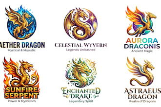 design a dragon, mystical, and golden dragon logo
