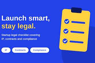 prepare a startup legal checklist covering IP, contracts and compliance