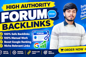 create 70 high authority unique forum backlinks for off page SEO