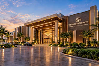 design 3d event halls, wedding stages, conference auditoriums with 3d rendering