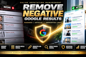 remove mugshots, negative links unwanted content and articles from google search