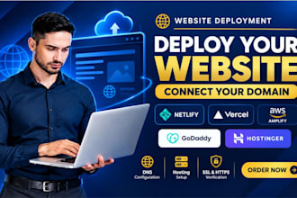 deploy website on netlify, vercel, fix dns on godaddy, hostinger connect domain