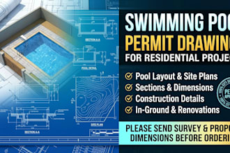 create swimming pool permit drawings, site plans and construction plans