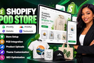 create shopify pod store using printify, printful, gelato, ninjapod, teelaunch