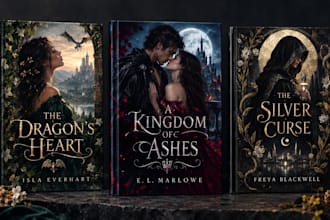 create an epic fantasy and romantasy book cover design