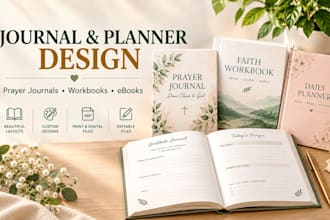 design prayer journals, workbooks, planners and ebooks