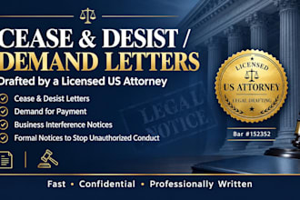 draft a powerful cease and desist letter by a US attorney