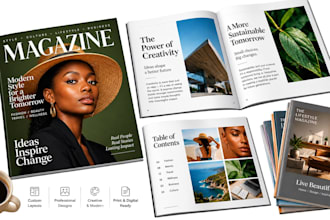 design magazine layouts, editorial design, digital magazines and publications
