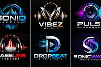 design a professional, sound waves, audio, music, speaker, dj, sound sonic logo