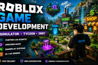develop a complete roblox game, simulator, tycoon or obby