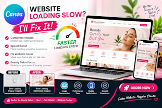 canva website loading slow fix compress images beauty salon repair speed boost