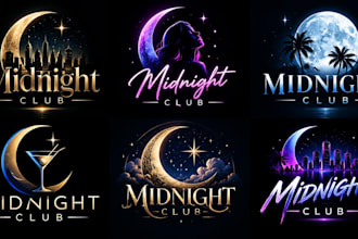 design a professional, nightlife, moon, stars, midnight, nightclub night logo