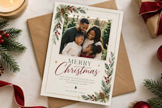 design amazing christmas card, greeting card, holiday card, or new year card