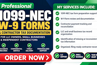 prepare 1099 nec contractor tax records and w9 documentation for your llc