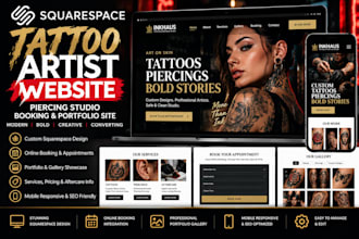 design squarespace tattoo artist website piercing studio booking portfolio site