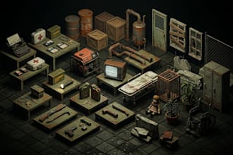 create retro ps1 style psx low poly horror props and game assets textures fivem