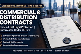 draft or review a professional reseller agreement as a US attorney