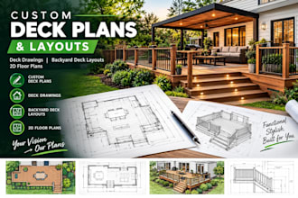 create custom deck plans deck drawings, backyard deck layouts and 2d floor plans
