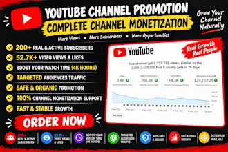 organic youtube video promotion grow subscription complete channel monetization