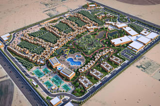 redesign urban master plan, resort mixed use development,desert landscape render