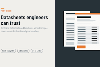 design technical datasheets, spec sheets and product brochures