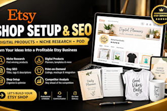 micro niche research etsy digital product  setup etsy shop print on demand seo