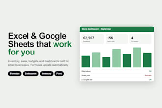 build custom excel or google sheets with formulas and dashboards