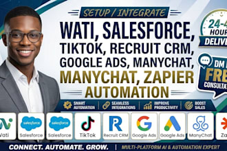 integrate wati salesforce tiktok recruit crm google ads manychat zap automation