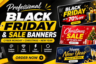 design black friday cyber monday christmas and new year sale banners