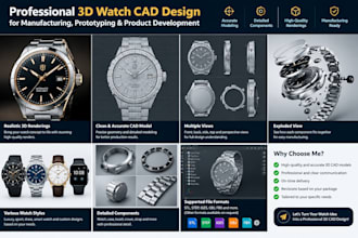 design a professional 3d watch cad model for manufacturing