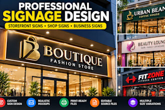 design professional storefront signage, shop signs, and business signs