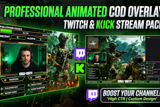 erstelle ein professionelles, animiertes overlay für twitch, kick und tiktok für