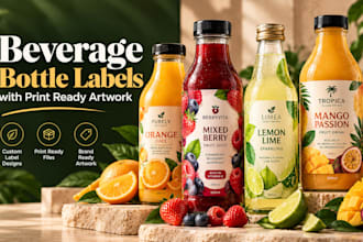 design beverage label bottle label product label with print ready artwork