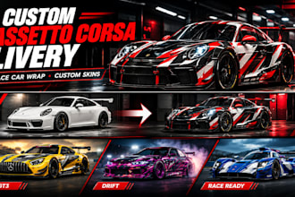 design custom assetto corsa livery, liveries for iracing car wrap and racing car