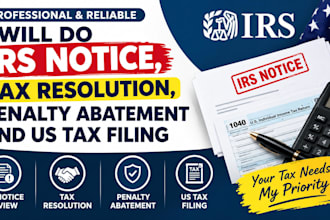 assist with irs notices, tax resolution, penalty abatement and US tax filing