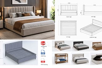 create 3d bed cad models and technical drawings for manufacturing