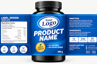 design supplement labels, vitamin bottle labels and wellness product packaging