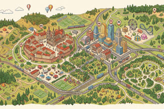 design illustrated city maps, tourist maps, travel maps and destination maps