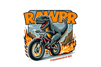 do high quality dinosaur mascot logo retro t shirt  design