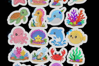 create cute cartoon stickers and cute kawaii illustration