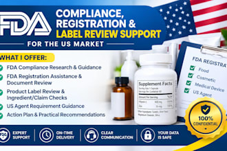provide fda compliance, registration and label review support