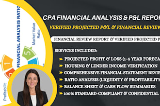 prepare CPA financial analysis, projected pnl and financial review report