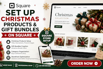 set up christmas products and gift bundles on square