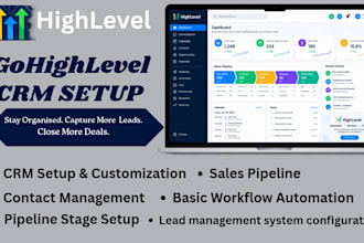 setup gohighlevel CRM sale funnel automation and sales pipeline leads generation
