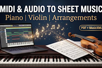 transcribe piano score midi violin and arrange professional sheet music