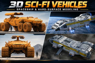 create 3d model sci fi vehicle hard surface and spaceship hard surface model