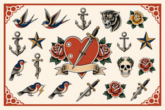 create a traditional or neo traditional tattoo design