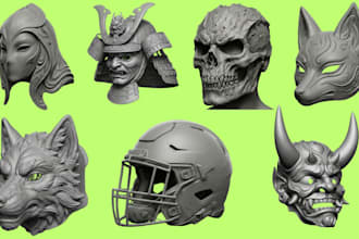 create custom 3d mask, cosplay helmet, football helmet and printable stl models