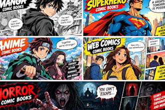 create ai comic book, comic strip art graphic novel illustrations of any style