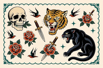 draw custom traditional traditional tattoo design